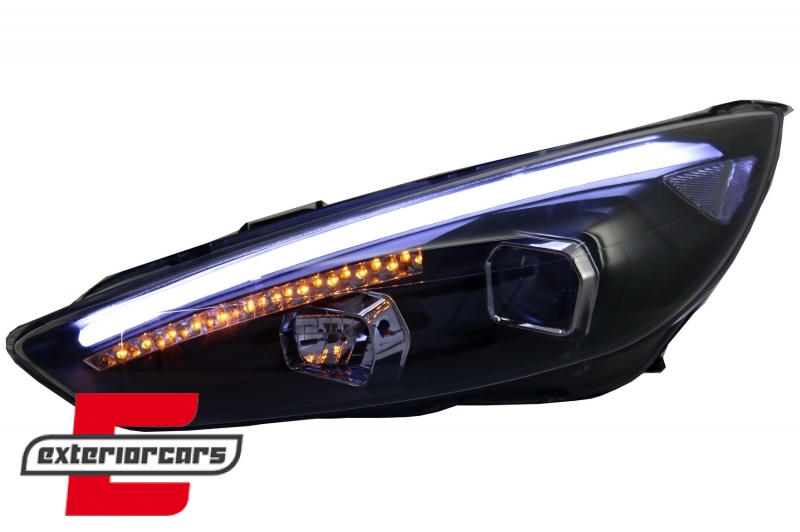 Prednja svjetla LED DRL Xenon look (crna) / Ford Focus Mk3 Facelift (2014-2018), LPFO79
