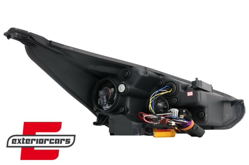 Prednja svjetla LED DRL Xenon look (crna) / Ford Focus Mk3 Facelift (2014-2018), LPFO79