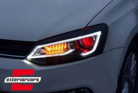 Prednja svjetla LED LightBar SEQ žmigavci (crna) / VW Polo 6R 6C (2009-2017), LPVWW9