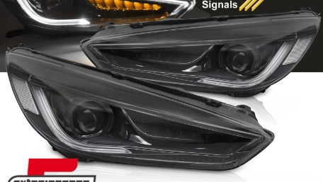Prednja svjetla LED SEQ žmigavci Bi-Xenon look (crna) / Ford Focus III Mk3 (2014-2018), LPFOA8