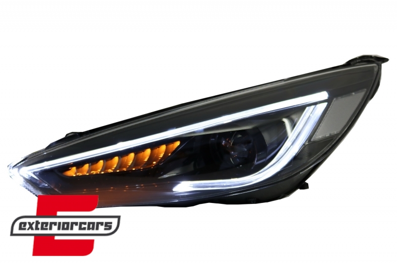 Prednja svjetla LED SEQ žmigavci Bi-Xenon look (crna) / Ford Focus III Mk3 (2014-2018), LPFOA8