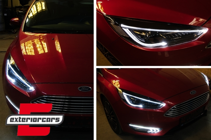Prednja svjetla LED SEQ žmigavci Bi-Xenon look (crna) / Ford Focus III Mk3 (2014-2018), LPFOA8