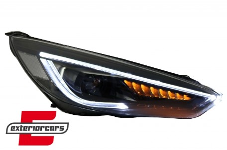 Prednja svjetla LED SEQ žmigavci Bi-Xenon look (crna) / Ford Focus III Mk3 (2014-2018), LPFOA8