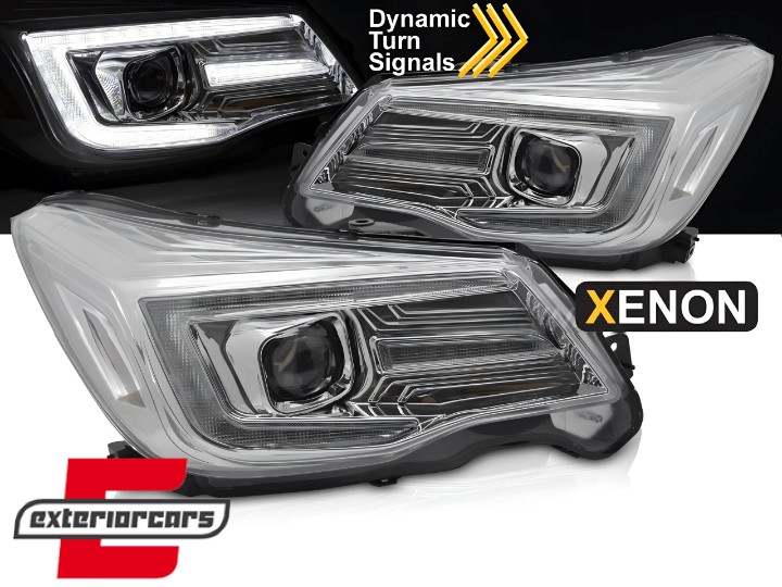 Prednja svjetla LED SEQ žmigavci TubeLight dizajn (chrome) / Subaru Forester IV (2013-2018), LPSU19