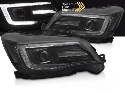Prednja svjetla LED SEQ žmigavci TubeLight dizajn (crna) / Subaru Forester IV (2013-2018), LPSU18