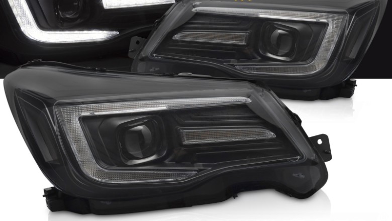 Prednja svjetla LED SEQ žmigavci TubeLight dizajn (crna) / Subaru Forester IV (2013-2018), LPSU18