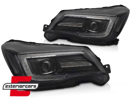 Prednja svjetla LED SEQ žmigavci TubeLight dizajn (crna) / Subaru Forester IV (2013-2018), LPSU20
