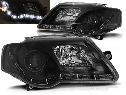 Prednja svjetla LED True DRL (crna) / Volkswagen Passat B6 3C (03.2005-2010), LPVWJ7