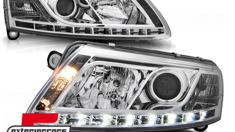 Prednja svjetla LED TrueDRL (chrome) / Audi A6 C6 4F (04.2004-2008), LPAU73