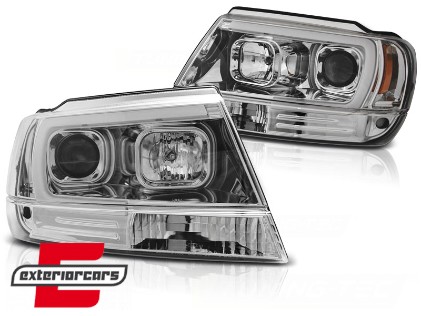 Prednja svjetla LED TubeLight (chrome) / JEEP Grand Cherokee (1999-05.2005), LPCH23