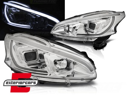 Prednja svjetla LED TubeLight (chrome) / Peugeot 208 (2012-06.2015), LPPE30