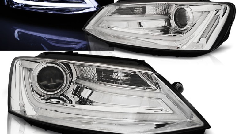 Prednja svjetla LED TubeLight (chrome) / Volkswagen Jetta Mk6 VI (2011-2017), LPVWK7