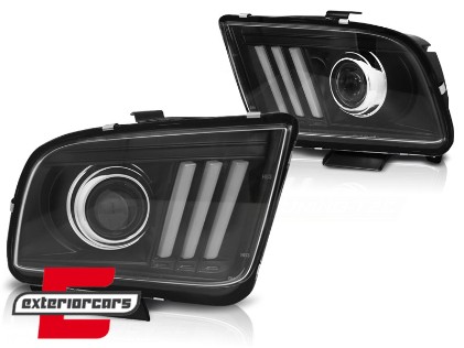 Prednja svjetla LED TubeLight (crna) / Ford Mustang (2004-2009), LPFO75