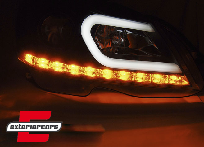 Prednja svjetla LED TubeLight (crna) / Mercedes C-klasa W204 S204 C204 Facelift (2011-2014), LPMEA4