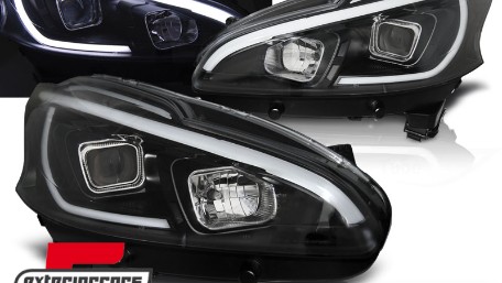 Prednja svjetla LED TubeLight (crna) / Peugeot 208 (2012-06.2015), LPPE31