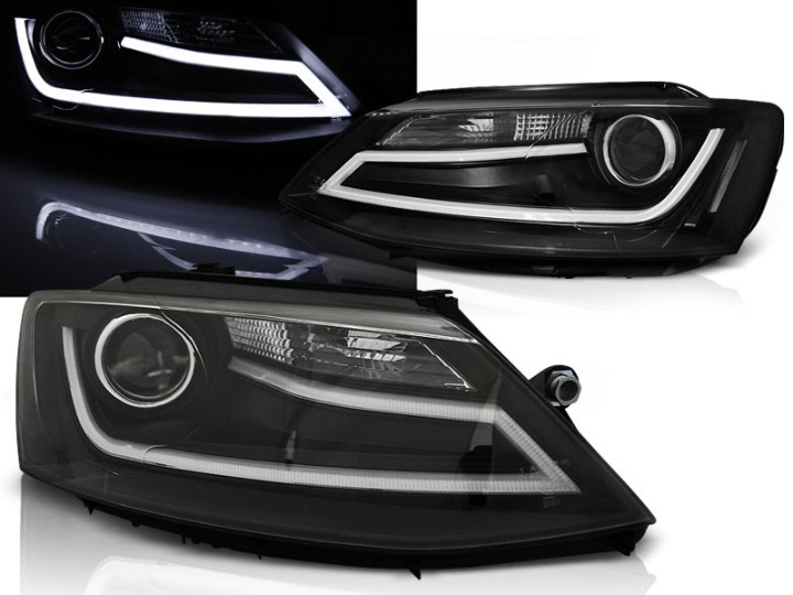 Prednja svjetla LED TubeLight (crna) / Volkswagen Jetta Mk6 VI (2011-2017), LPVWK8