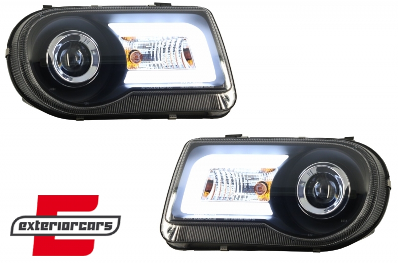 Prednja svjetla LED Tubelight dizajn (crna) / Chrysler 300C (2004-2010), LPCH22