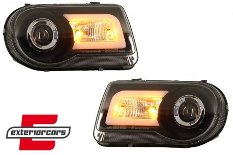 Prednja svjetla LED Tubelight dizajn (crna) / Chrysler 300C (2004-2010), LPCH22