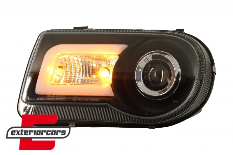 Prednja svjetla LED Tubelight dizajn (crna) / Chrysler 300C (2004-2010), LPCH22