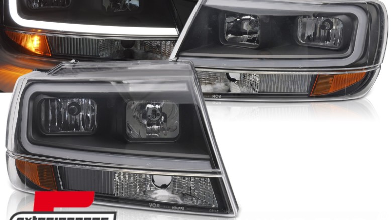 Prednja svjetla LED TubeLight dizajn (crna) / Jeep Grand Cherokee (1999-05.2005), LPCH39