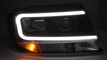 Prednja svjetla LED TubeLight dizajn (crna) / Jeep Grand Cherokee (1999-05.2005), LPCH39