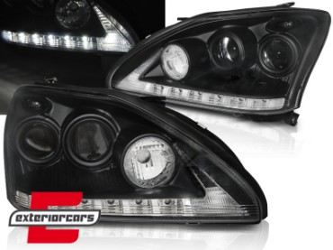 Prednja svjetla LED TubeLight dizajn (crna) / Lexus RX XU30 (2003-2009), LPLE06