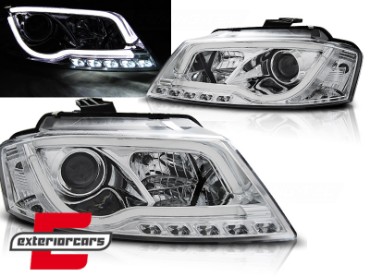 Prednja svjetla LED TubeLight DRL (chrome) / Audi A3 8P Facelift Hatchback Sportback (2008-2012), LPAU99