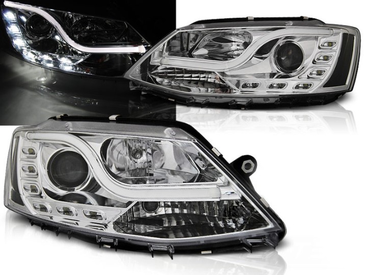 Prednja svjetla LED TubeLight DRL (chrome) / Volkswagen Jetta Mk6 VI (2011-2017), LPVWL4