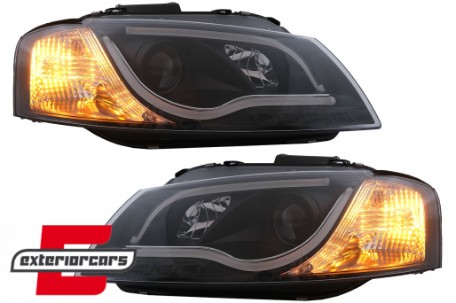 Prednja svjetla LED TubeLight DRL (crna) / Audi A3 8P 8PA (2003-2008), LPAUB1