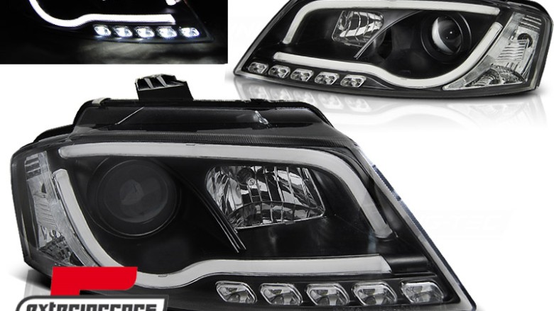 Prednja svjetla LED TubeLight DRL (crna) / Audi A3 8P Facelift Hatchback Sportback (2008-2012), LPAUA0