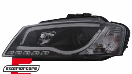 Prednja svjetla LED TubeLight DRL (crna) / Audi A3 8P Facelift Hatchback Sportback (2008-2012), LPAUA0