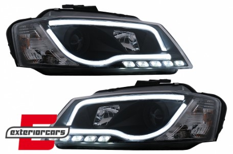 Prednja svjetla LED TubeLight DRL (crna) / Audi A3 8P Facelift Hatchback Sportback (2008-2012), LPAUA0