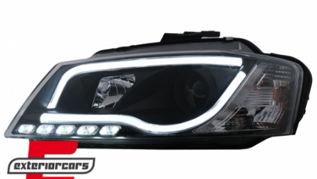 Prednja svjetla LED TubeLight DRL (crna) / Audi A3 8P Facelift Hatchback Sportback (2008-2012), LPAUA0
