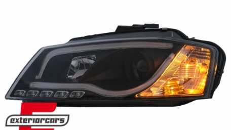 Prednja svjetla LED TubeLight DRL (crna) / Audi A3 8P Facelift Hatchback Sportback (2008-2012), LPAUA0