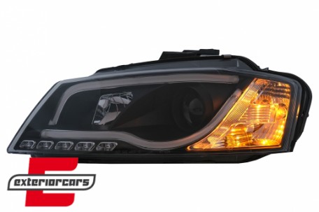 Prednja svjetla LED TubeLight DRL (crna) / Audi A3 8P Facelift Hatchback Sportback (2008-2012), LPAUA0