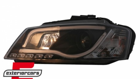 Prednja svjetla LED TubeLight DRL (crna) / Audi A3 8P Facelift Hatchback Sportback (2008-2012), LPAUA0