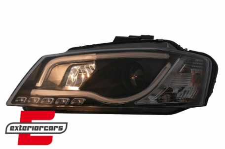 Prednja svjetla LED TubeLight DRL (crna) / Audi A3 8P Facelift Hatchback Sportback (2008-2012), LPAUA0