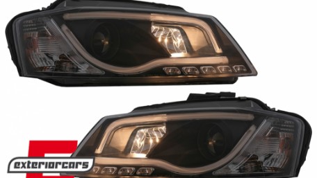 Prednja svjetla LED TubeLight DRL (crna) / Audi A3 8P Facelift Hatchback Sportback (2008-2012), LPAUA0