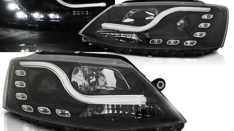Prednja svjetla LED TubeLight DRL (crna) / Volkswagen Jetta Mk6 VI (2011-2017), LPVWL5