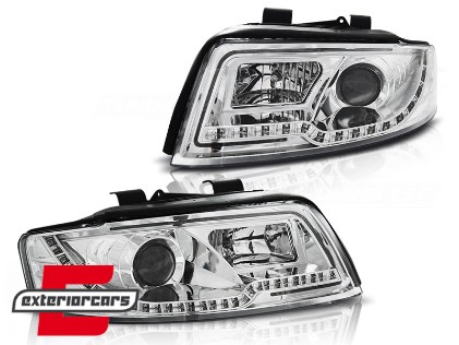 Prednja svjetla LED TubeLights (chrome) / Audi A4 B6 (10.2000-10.2004), LPAUC2