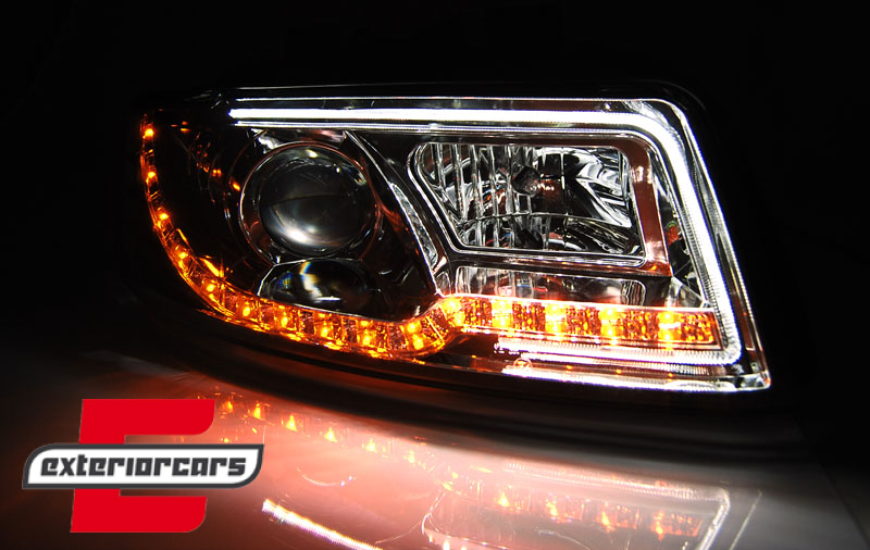 Prednja svjetla LED TubeLights (chrome) / Audi A4 B6 (10.2000-10.2004), LPAUC2