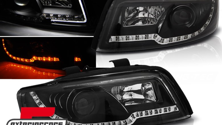 Prednja svjetla LED TubeLights (crna) / Audi A4 B6 (2000-2004), LPAUC3