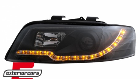 Prednja svjetla LED TubeLights (crna) / Audi A4 B6 (2000-2004), LPAUC3