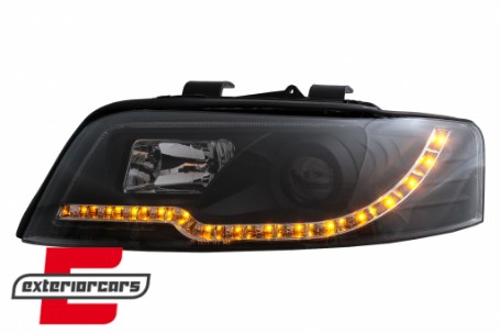 Prednja svjetla LED TubeLights (crna) / Audi A4 B6 (2000-2004), LPAUC3