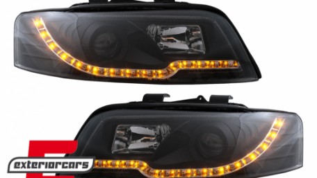 Prednja svjetla LED TubeLights (crna) / Audi A4 B6 (2000-2004), LPAUC3
