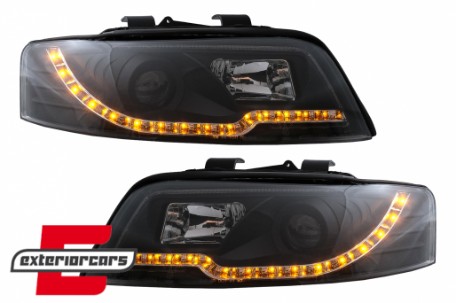 Prednja svjetla LED TubeLights (crna) / Audi A4 B6 (2000-2004), LPAUC3