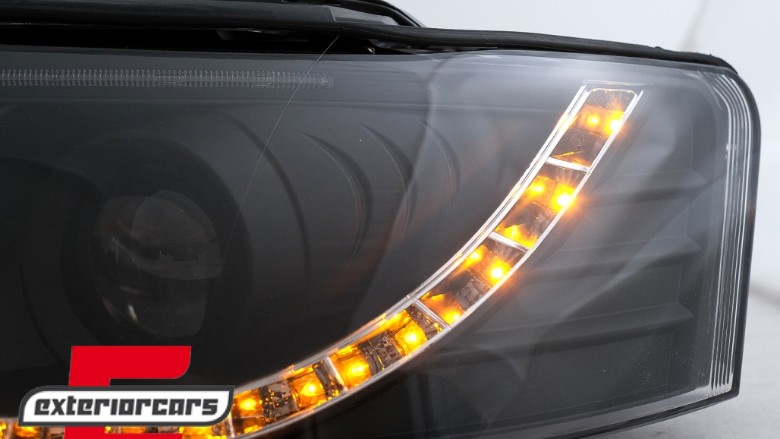 Prednja svjetla LED TubeLights (crna) / Audi A4 B6 (2000-2004), LPAUC3