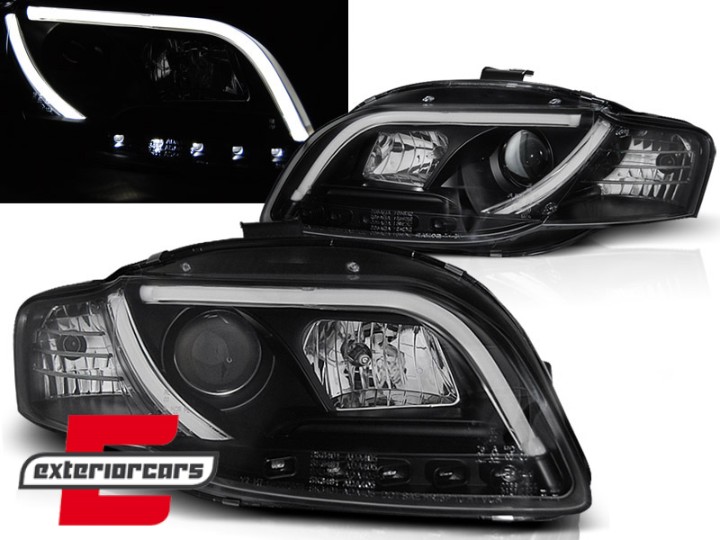 Prednja svjetla LED TubeLights (crna) / Audi A4 B7 (2004-2008), LPAU90