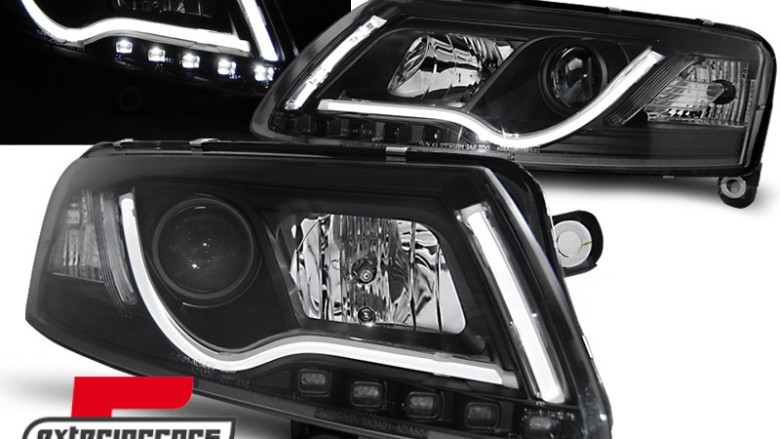 Prednja svjetla LED TubeLights (crna) / Audi A6 C6 4F (04.2004-2008), LPAU96