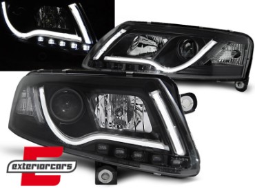 Prednja svjetla LED TubeLights (crna) / Audi A6 C6 4F (04.2004-2008), LPAU96